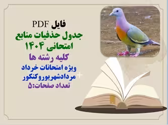 فایل PDF  جدول حذفیات منابع امتحانی 1404  کلیه رشته ها   ویژه امتحانات خرداد مردادشهریوروکنکور