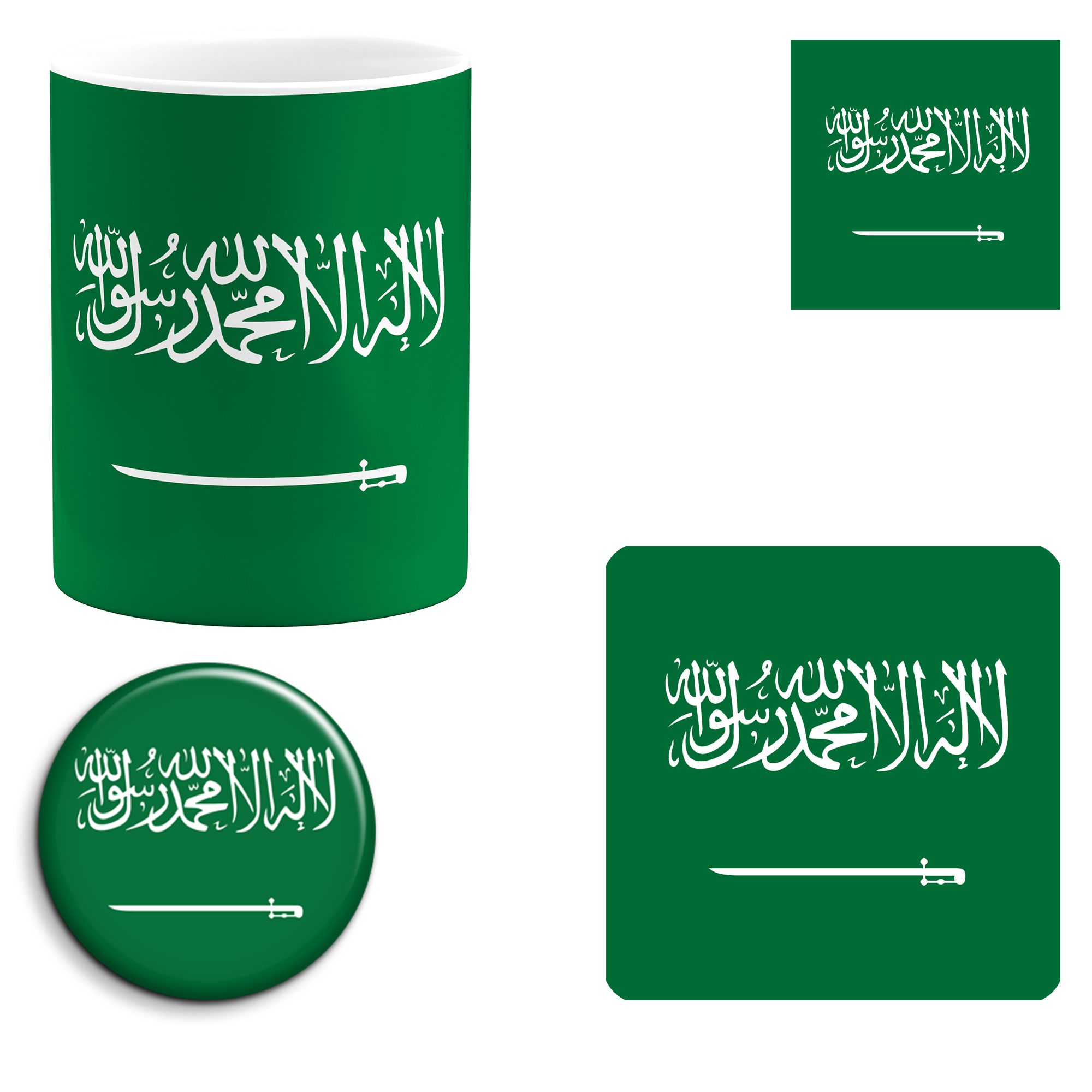 ست هدیه ماگ طرح پرچم عربستان سعودی مدل Saudi Arabia کد 01