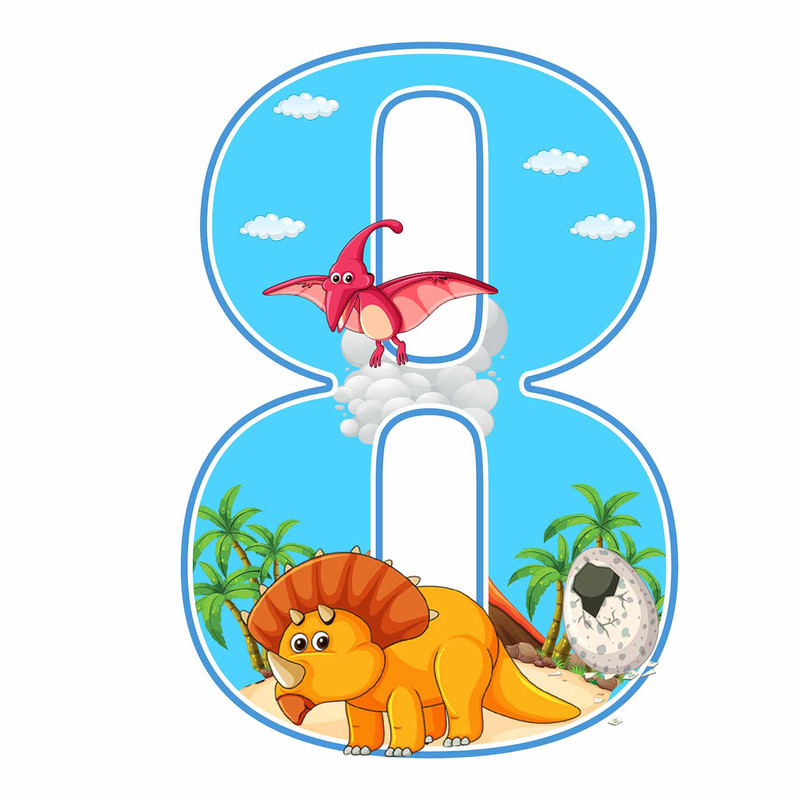 استند رومیزی تولد مدل عدد 8 طرح دایناسور کد 1891