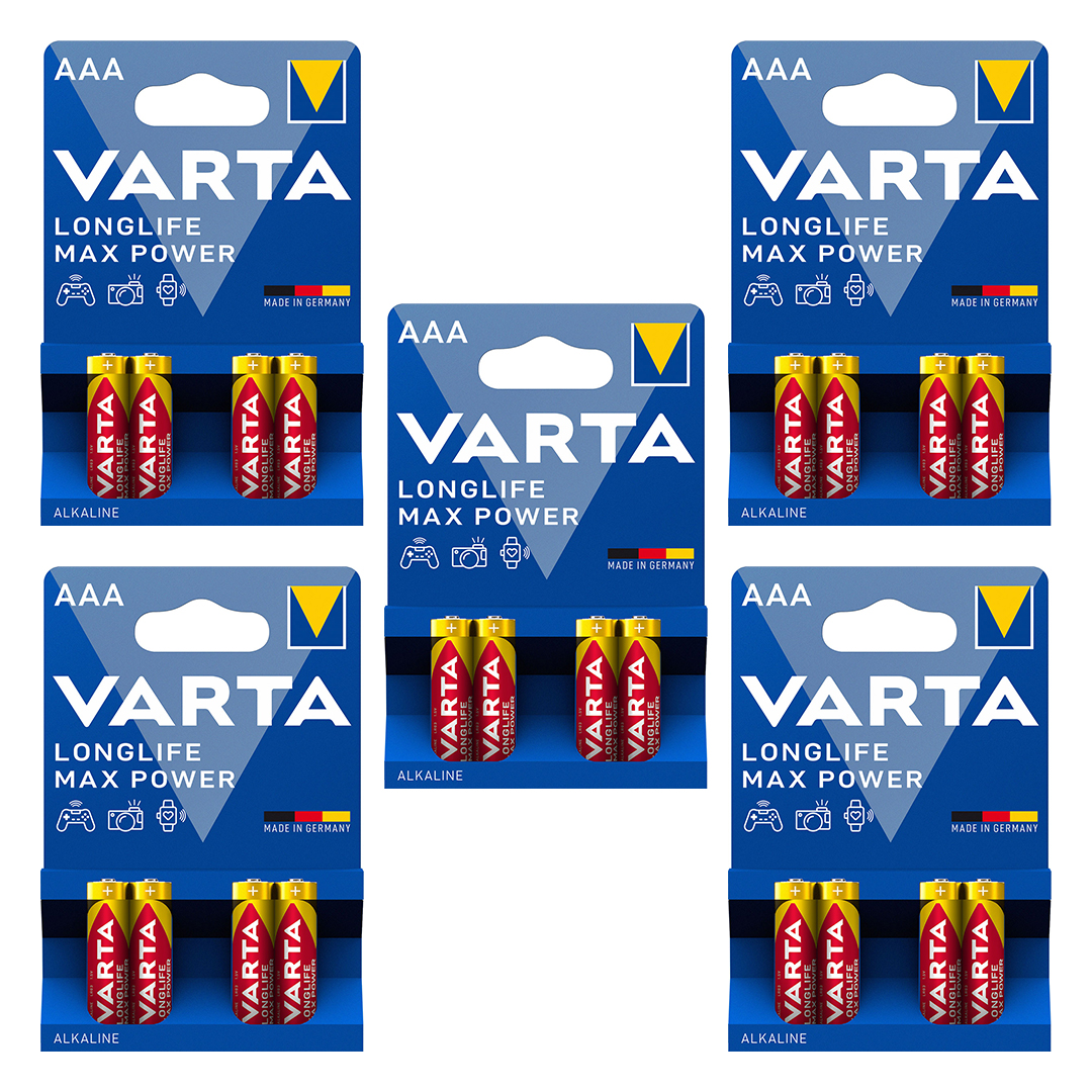 باتری نیم قلمی وارتا مدل max power مجموعه 20 عددی