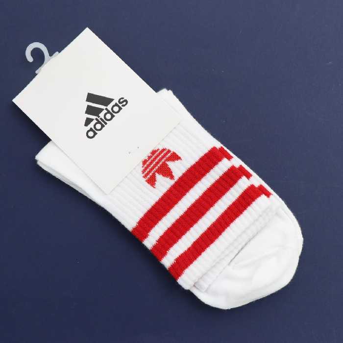 جوراب اسپورت adidas نیم ساق پنبه سفیدنوار قرمز کانگورو 20256