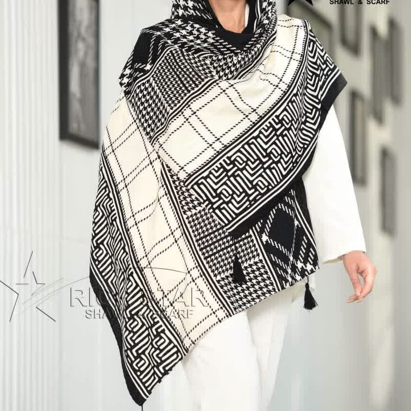 شال سفید مشکی کد 784