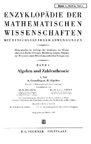 خرید و دانلود نسخه کامل کتاب Encyclopaedie der mathematischen Wissenschaften und Anwendungen. Algebra und Zahlentheorie
