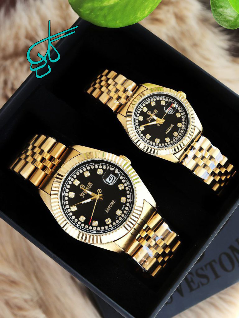 خرید ست ساعت زنانه و مردانه سویستون (Sveston) طرح رولکس تقویم دار ضدآب رنگ ثابت موتور ژاپن کیفیت عالی کد 2115413 - ردگل