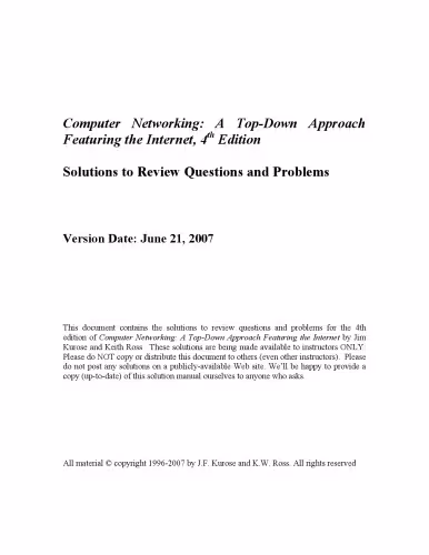 خرید و دانلود نسخه کامل کتاب Computer networking: A top-down approach (Solutions to review questions and problems)