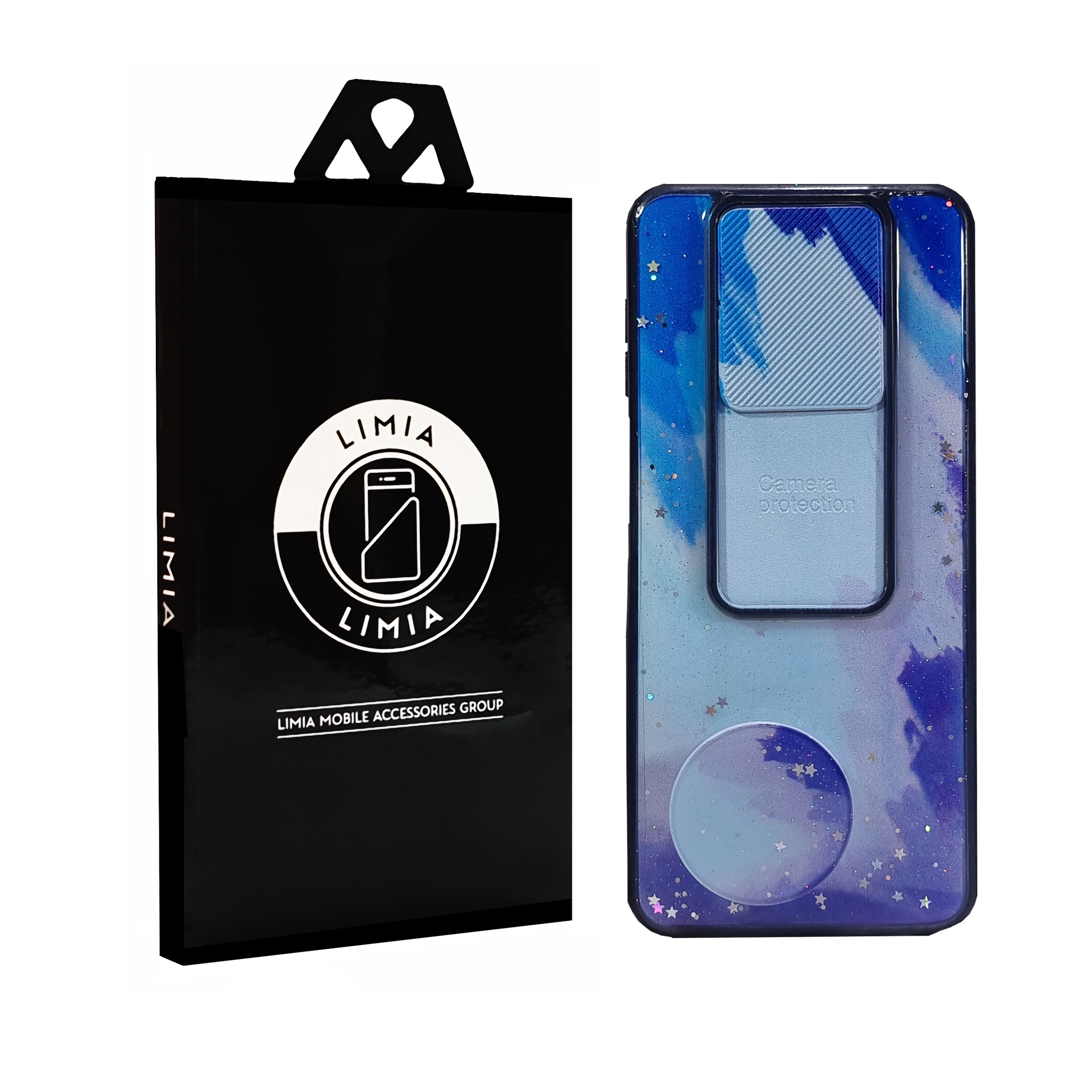 کاور لیمیا مدل فانتزی کشویی طرح کهکشانی مناسب برای گوشی موبایل شیائومی Note 9s / 9Pro به همراه پاپ سوکت 