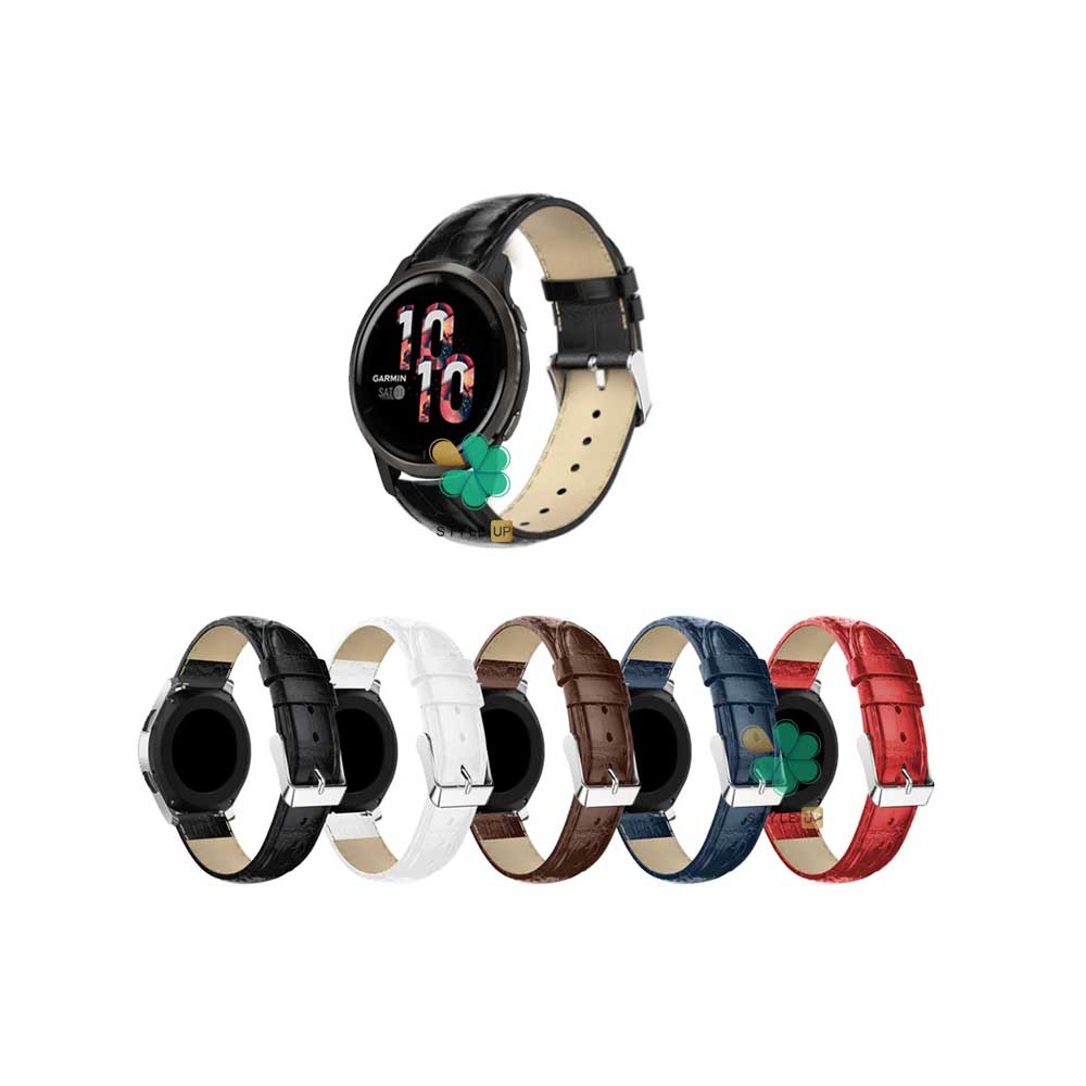 بند ساعت چرم طرح تمساح مناسب گارمین Venu 2