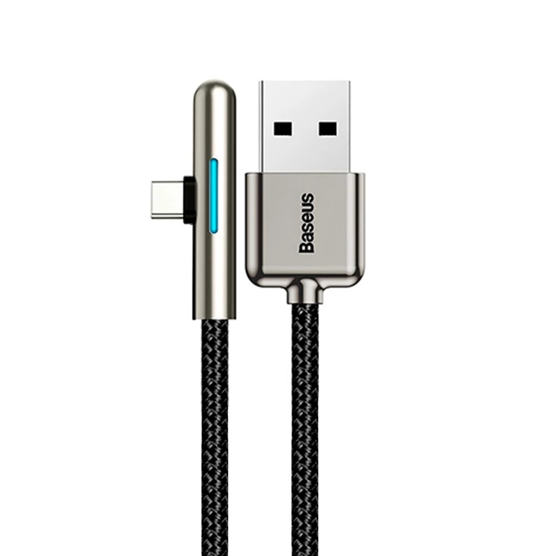 کابل تبدیل USB به USB-C برند باسئوس با طول 2 متر دارای چراغ LED (در حد نو)