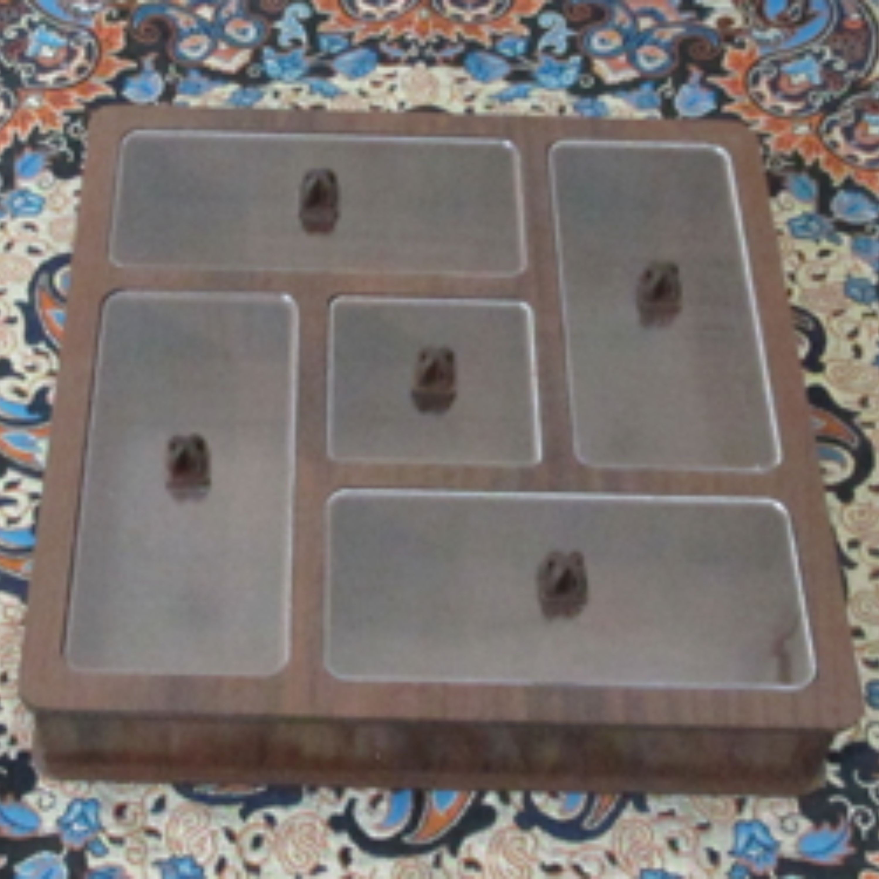 جعبه دمنوش مربع ام دی اف قهوه ای تیره 5 قسمتی تودرتو