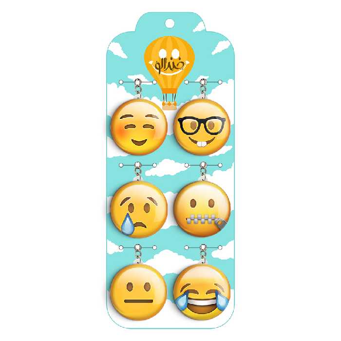 جاکلیدی خندالو طرح ایموجی کد 24A مجموعه 6 عددی