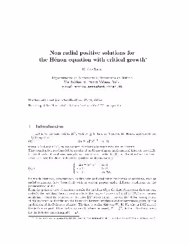 خرید و دانلود نسخه کامل کتاب Non radial positive solutions for the Henon equation with critical growth