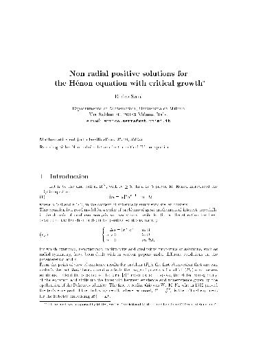 خرید و دانلود نسخه کامل کتاب Non radial positive solutions for the Henon equation with critical growth