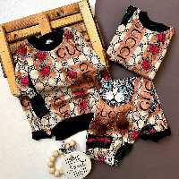 بلوز شلوار مخمل اسپرت طرح گربه مناسب 6 تا 9 سال