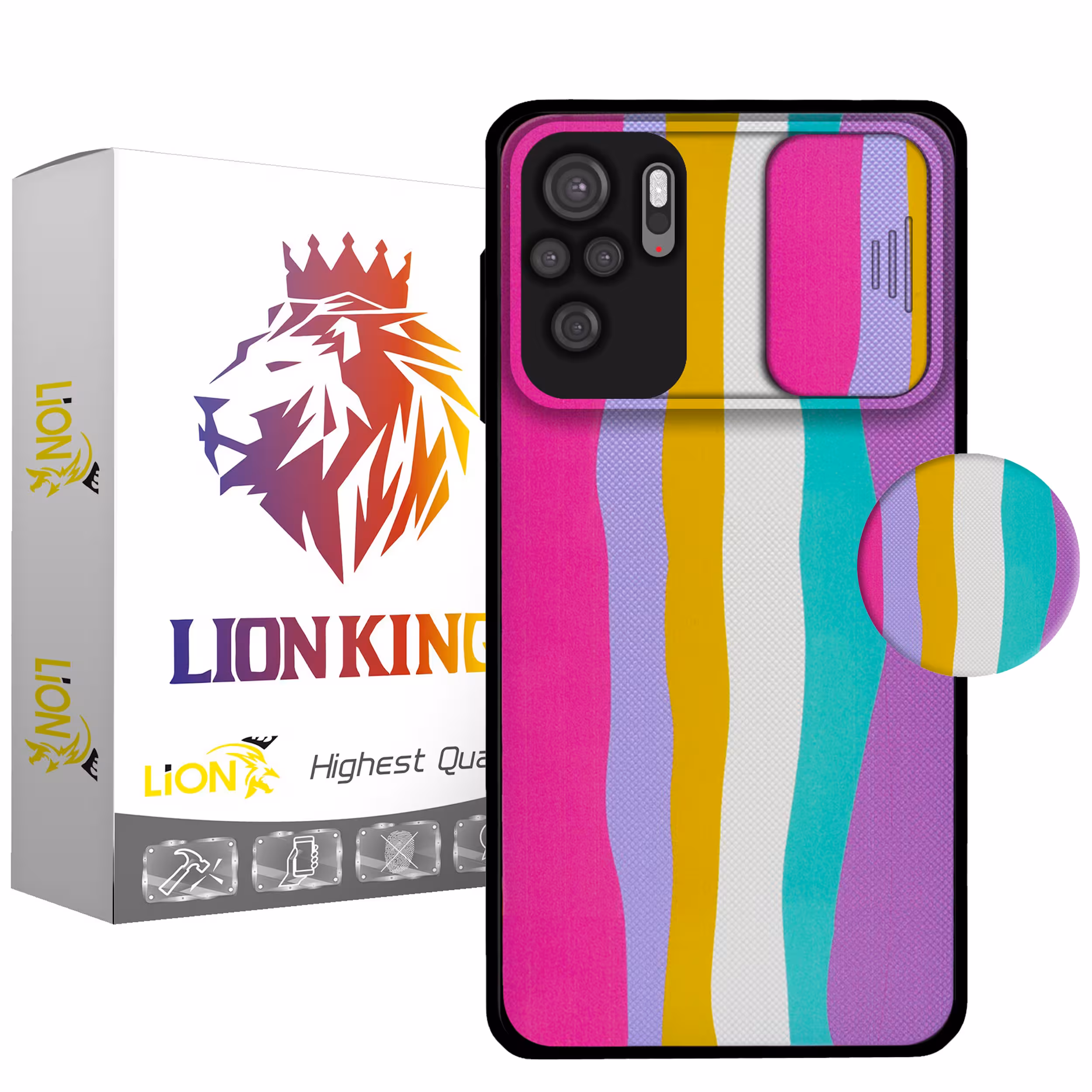 کاور لاین کینگ مدل Raginkamani2 مناسب برای گوشی موبایل شیایومی Redmi Note10 10S به همراه پایه نگهدارنده