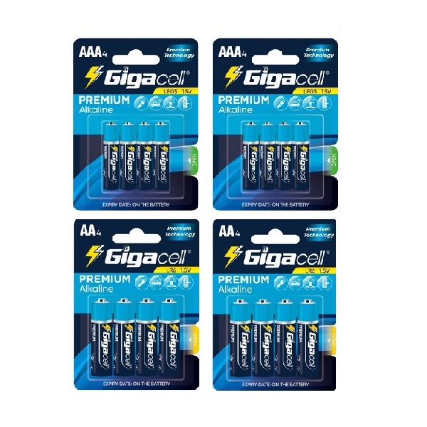باتری نیم قلمی گیگاسل مدل Premium Alkaline بسته 16 عددی