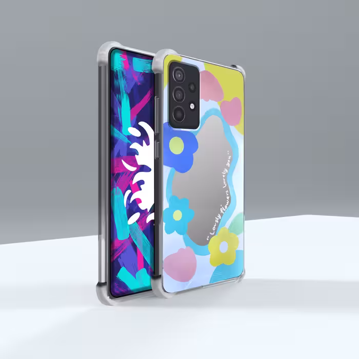 کاور لاین کینگ مدل آینه ایی نشکن طرح گل مناسب برای گوشی موبایل سامسونگ Galaxy A23 4G
