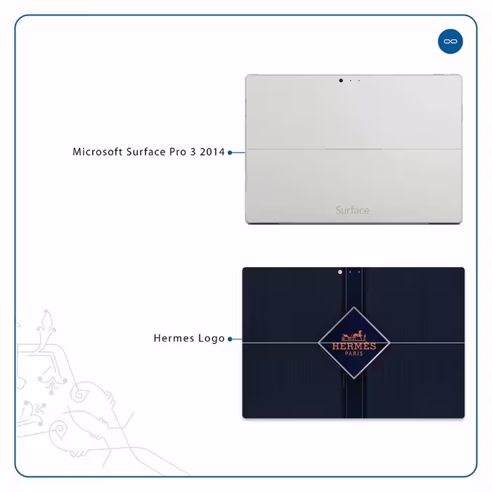 برچسب پوششی ماهوت مدل Hermes-Logo مناسب برای تبلت مایکروسافت Surface Pro 3 2014