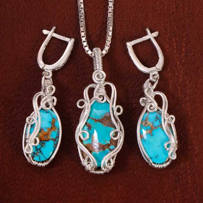 نیم ست فیروزه زنانه کد 21265 - جواهری مشاهیر