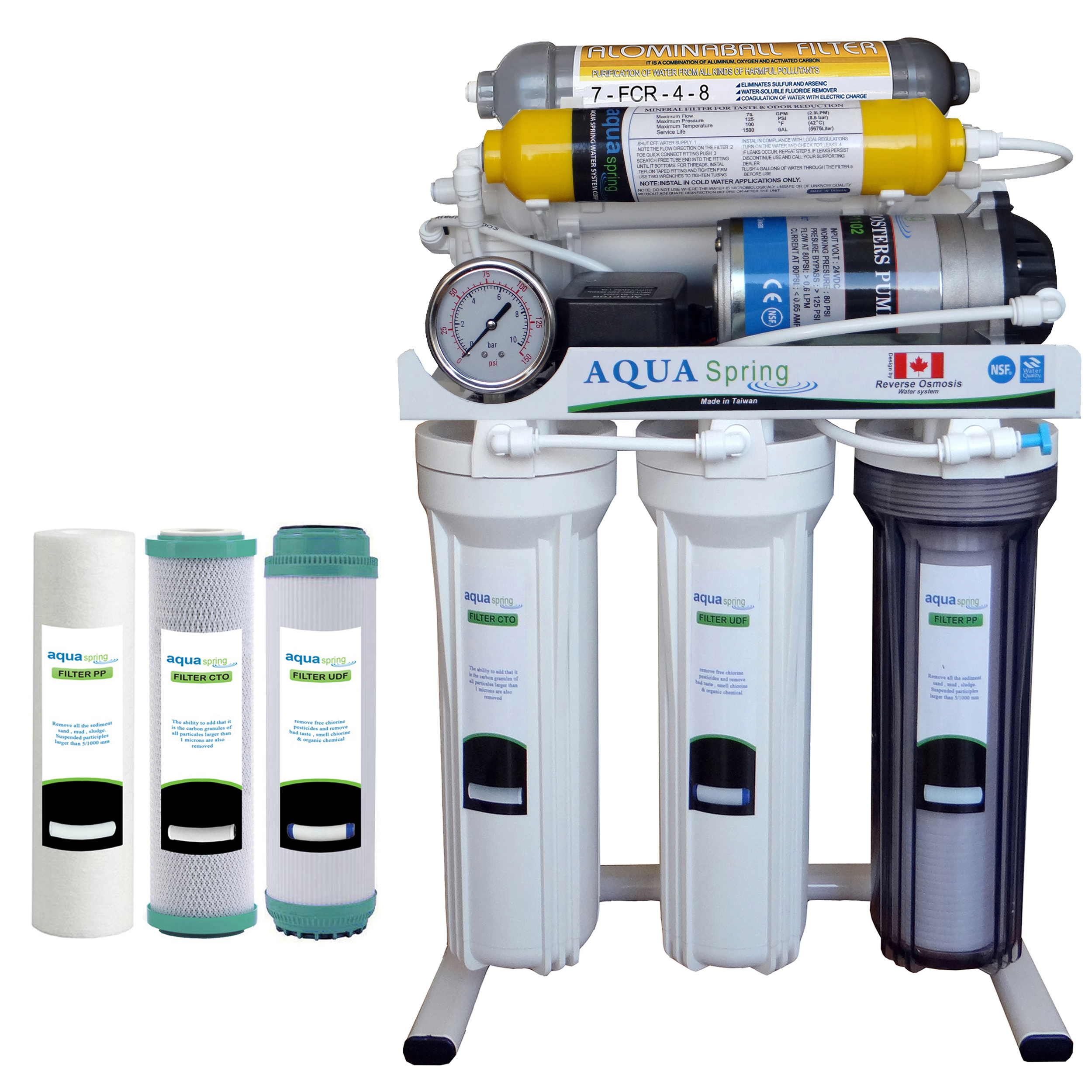 دستگاه تصفیه کننده آب آکوآ اسپرینگ مدل RO-NF7000 به همراه فیلتر تصفیه آب بسته 3 عددی