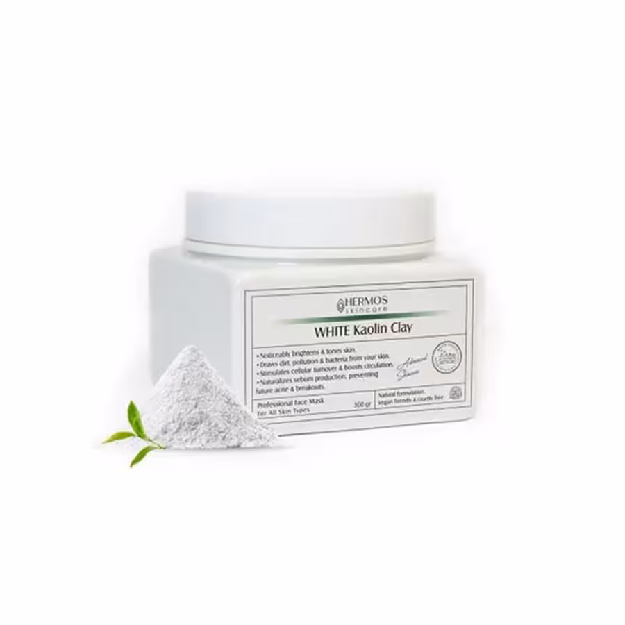 ماسک خاک رس سفید هرموس hermos حجم 300 گرم