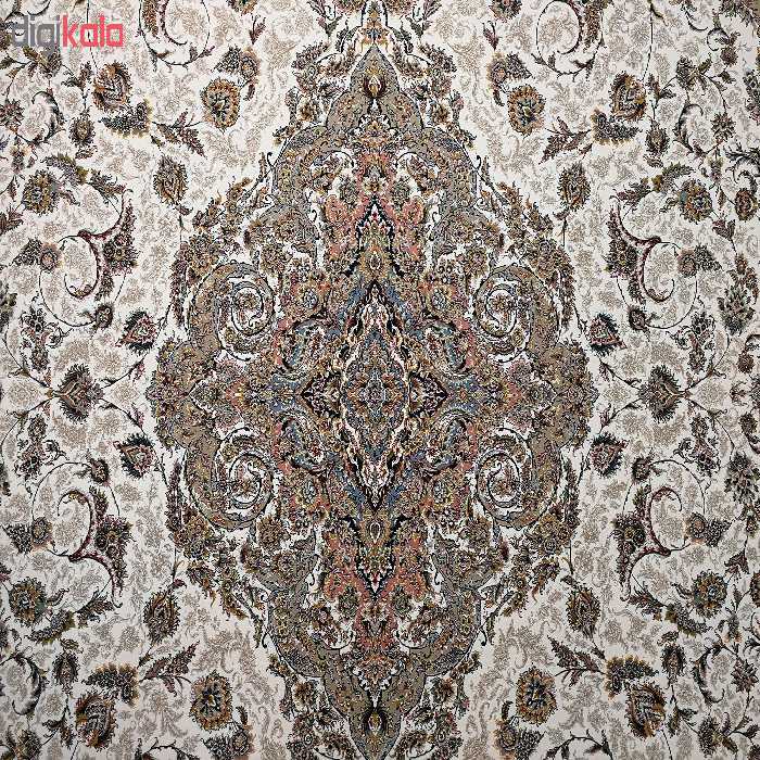 فرش ماشینی زمرد مشهد طرح 45001 زمینه کرم صورتی