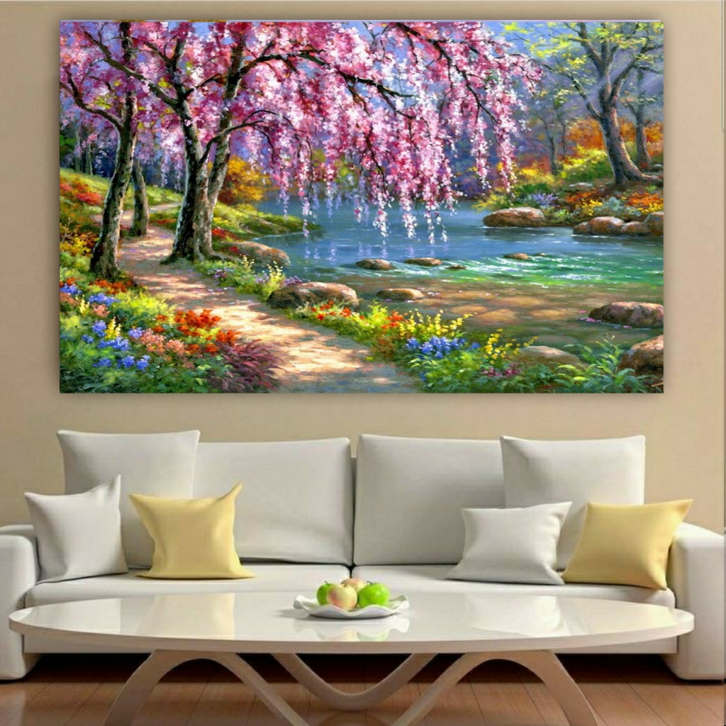 تابلو بوم طرح طبیعت شکوفه بهاری مدل SDB3019