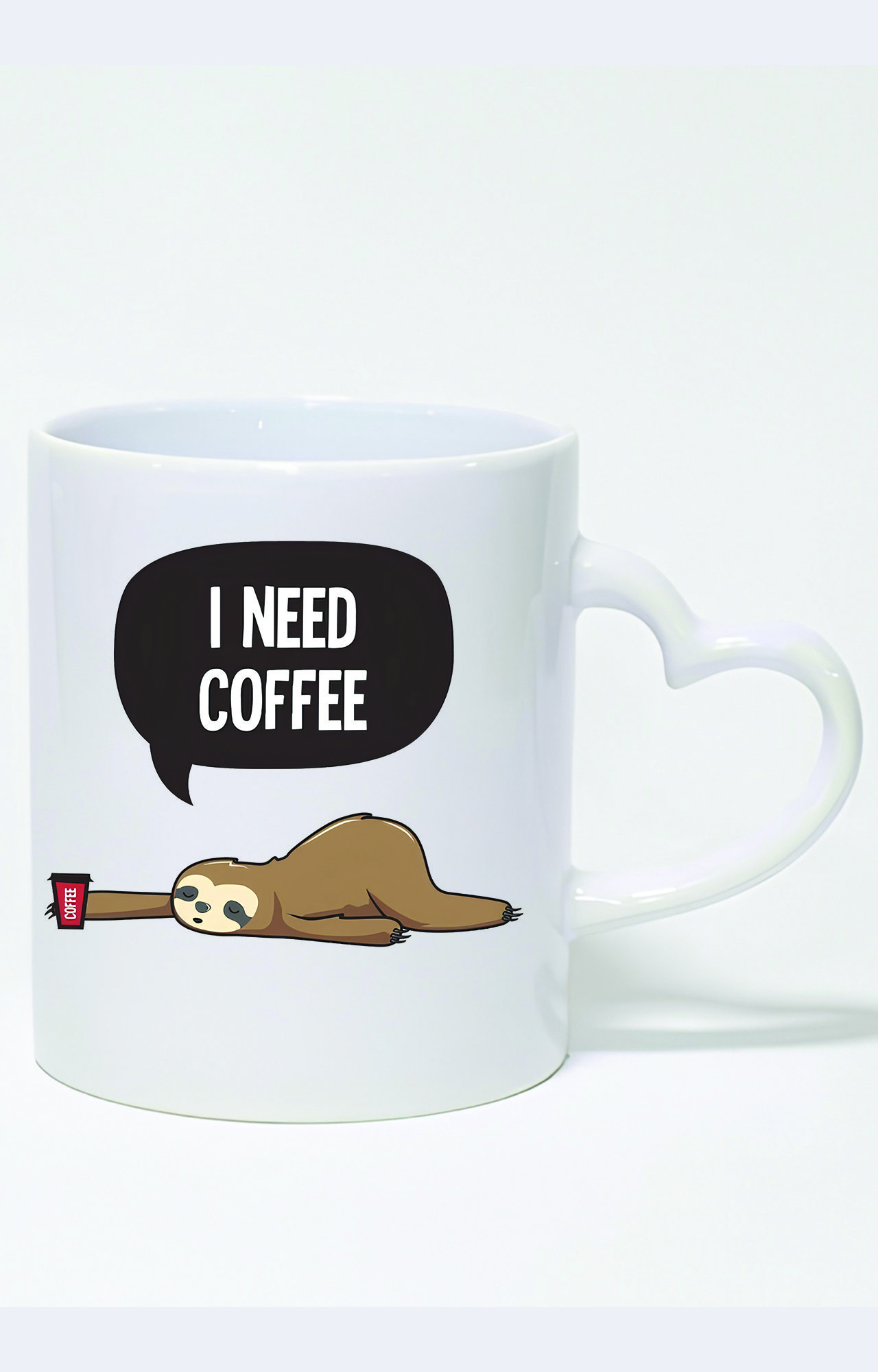 ماگ دسته قلبی طرح i need coffee کد 3382