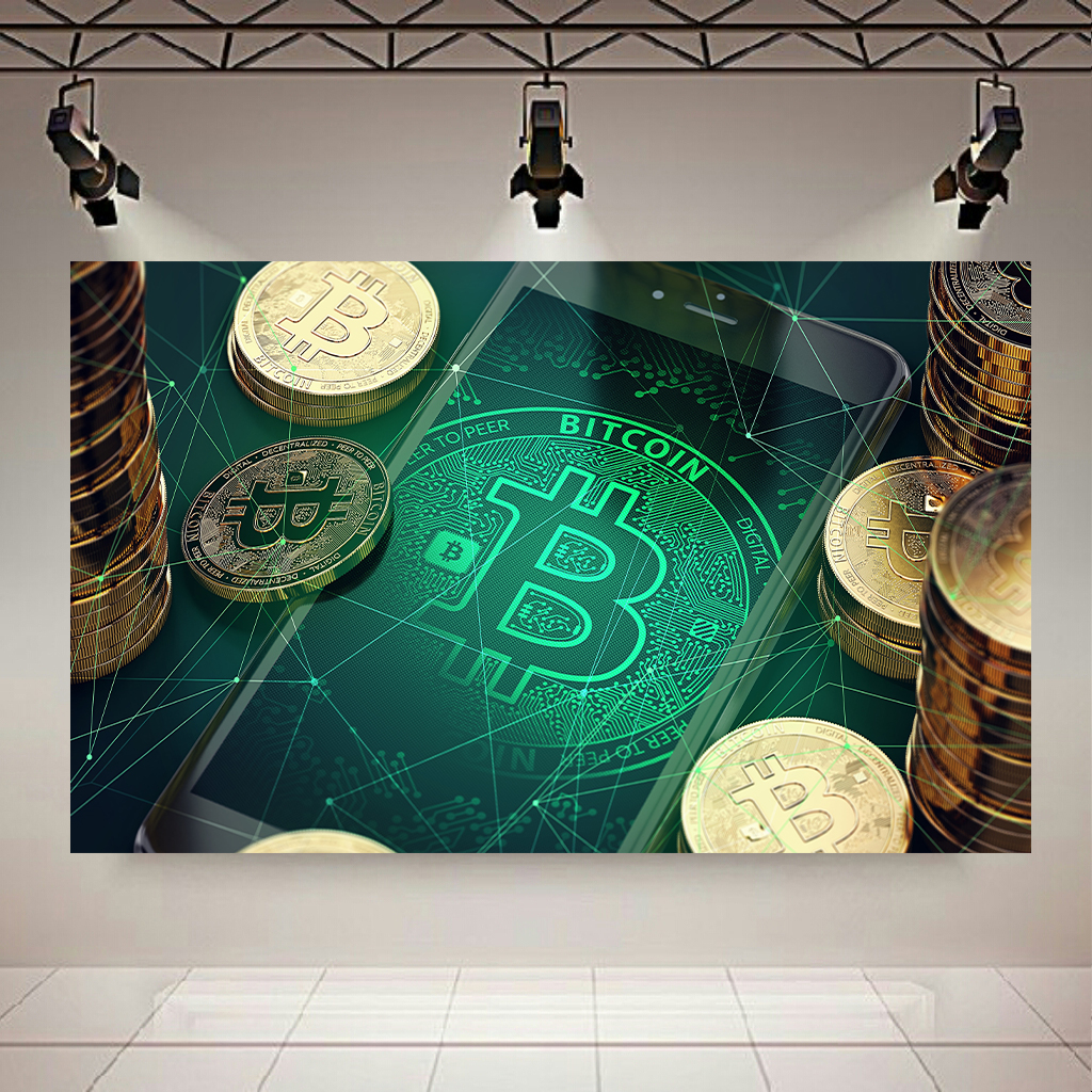 تابلو بوم طرح ارزدیجیتال مدل Bitcoin کد PD3855
