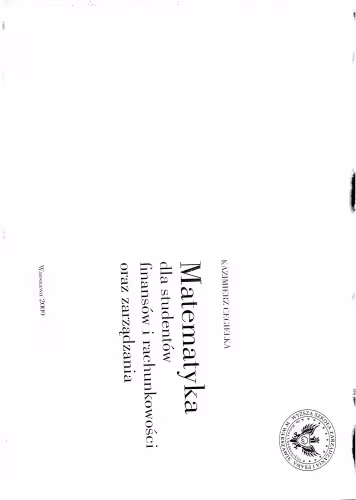 خرید و دانلود نسخه کامل کتاب Matematyka dla studentów finansów i rachunkowości oraz zarządzania