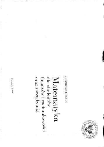 خرید و دانلود نسخه کامل کتاب Matematyka dla studentów finansów i rachunkowości oraz zarządzania