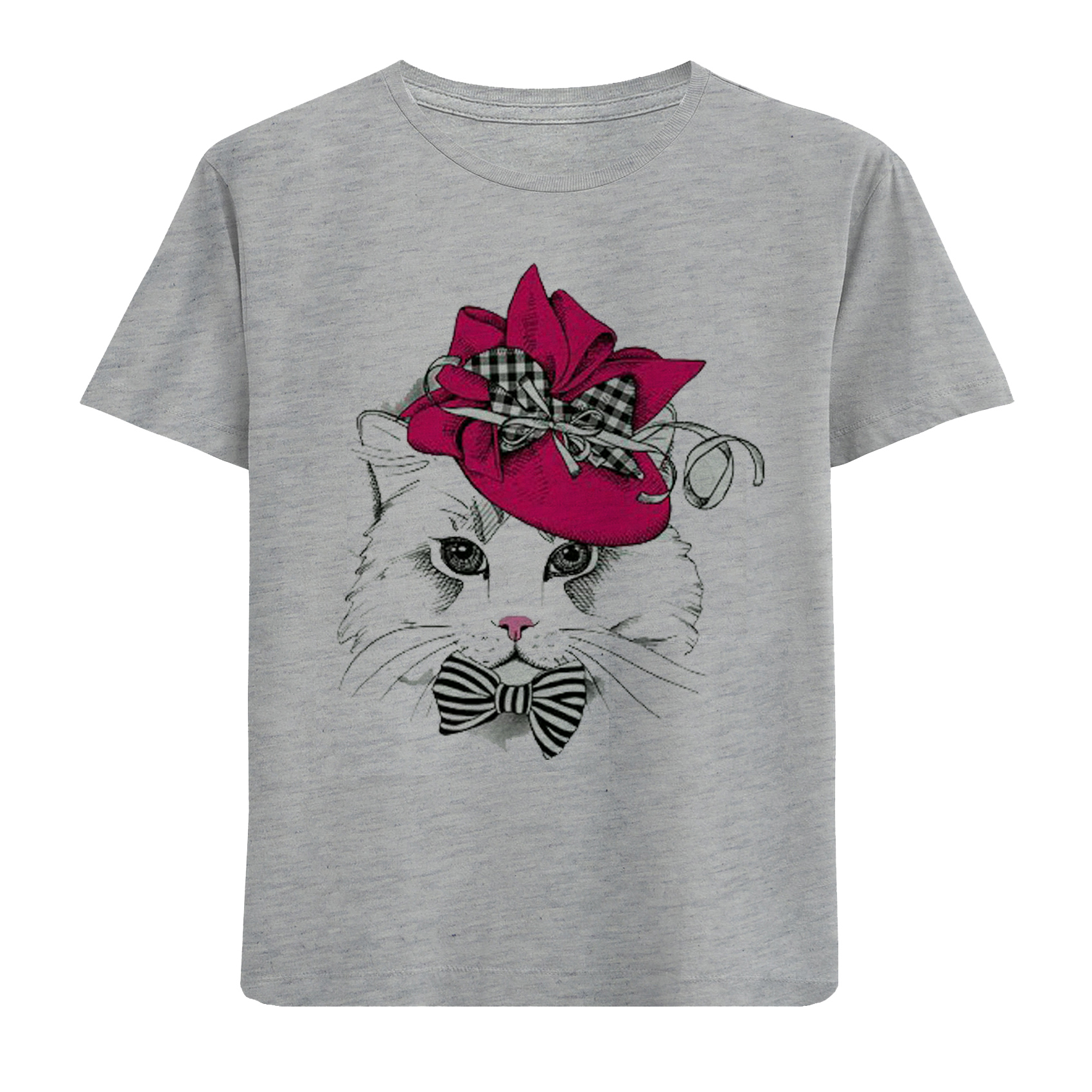 تی شرت آستین کوتاه بچگانه مدل گربه کلاهدار F730