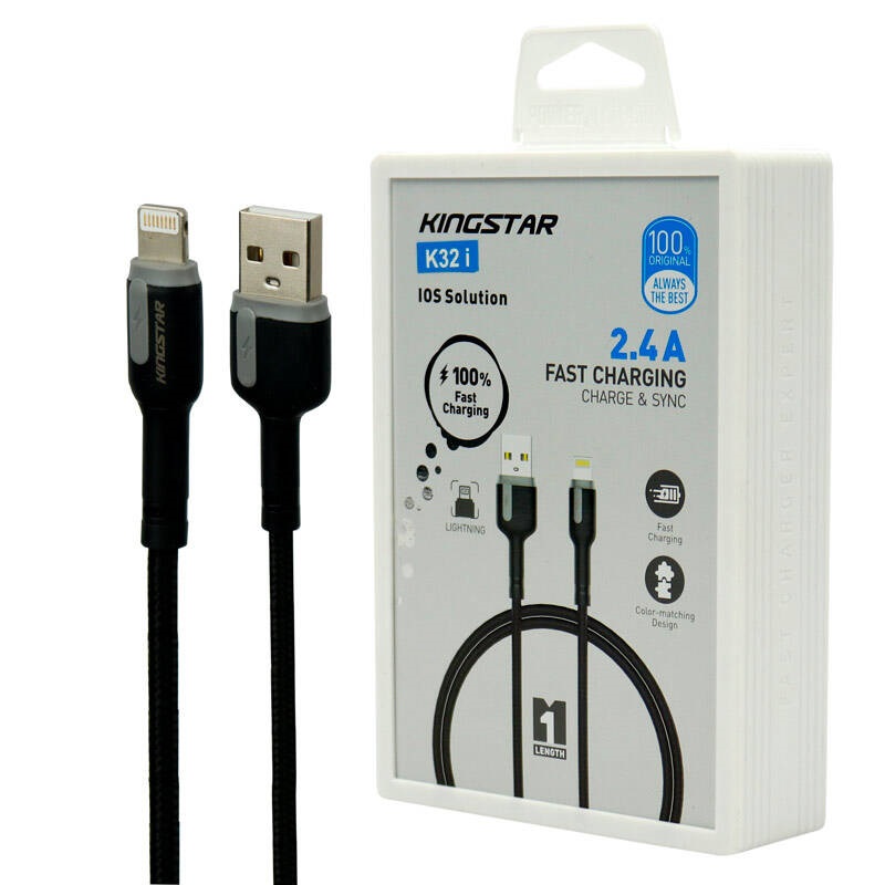 کابل آیفونی فست شارژ KingStar K32i 24A 1m