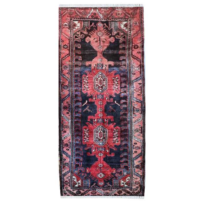 فرش قدیمی دستبافت کناره طول چهار متری مدل MG92