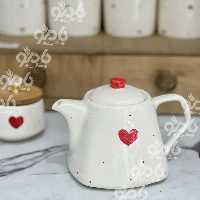 قوری سرامیکی کف مربع قلب خال قرمز