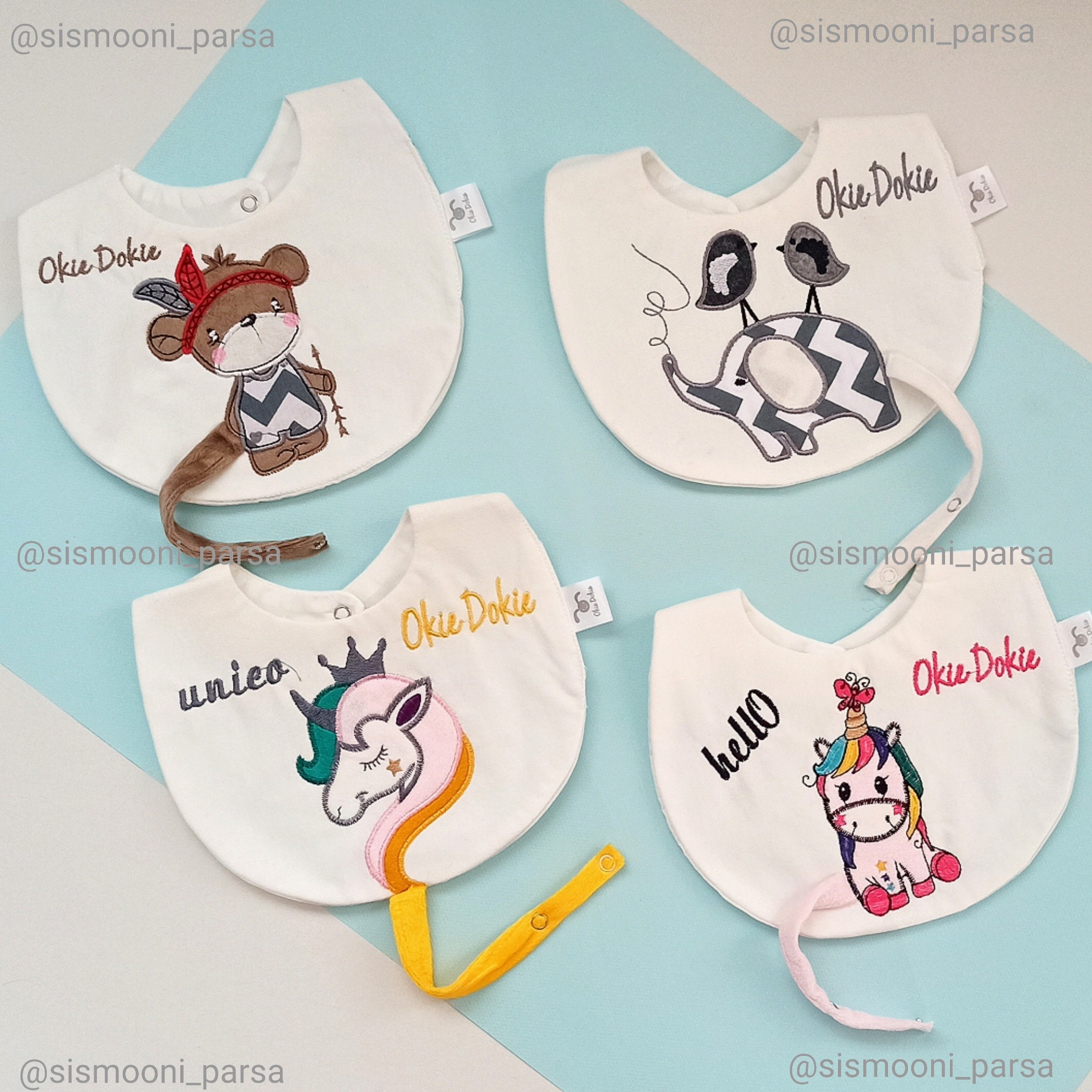 پیشبند  نوزاد دارای زنجیر پستانک  