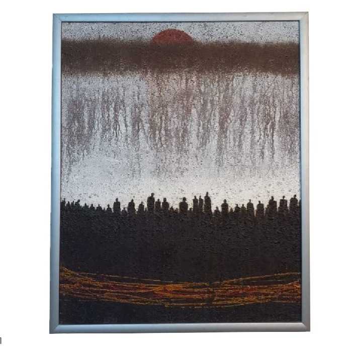 تابلو نقاشی میکس مدیا مدل انسانهای زمینی کد SHAG2