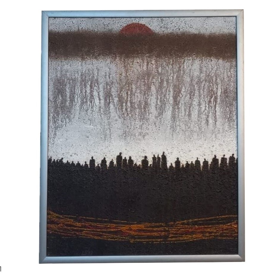 تابلو نقاشی میکس مدیا مدل انسانهای زمینی کد SHAG2