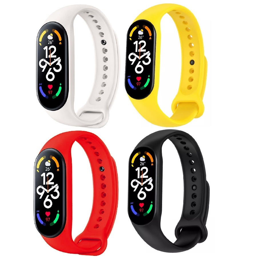 بند اکسون مدل سیلیکونی مناسب برای مچ بند هوشمند شیائومی MiBand 7 مجموعه 4 عددی
