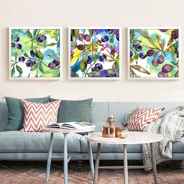 تابلو 3 تکه طرح تمشک های وحشی کد AX14180 | دنیای قاب