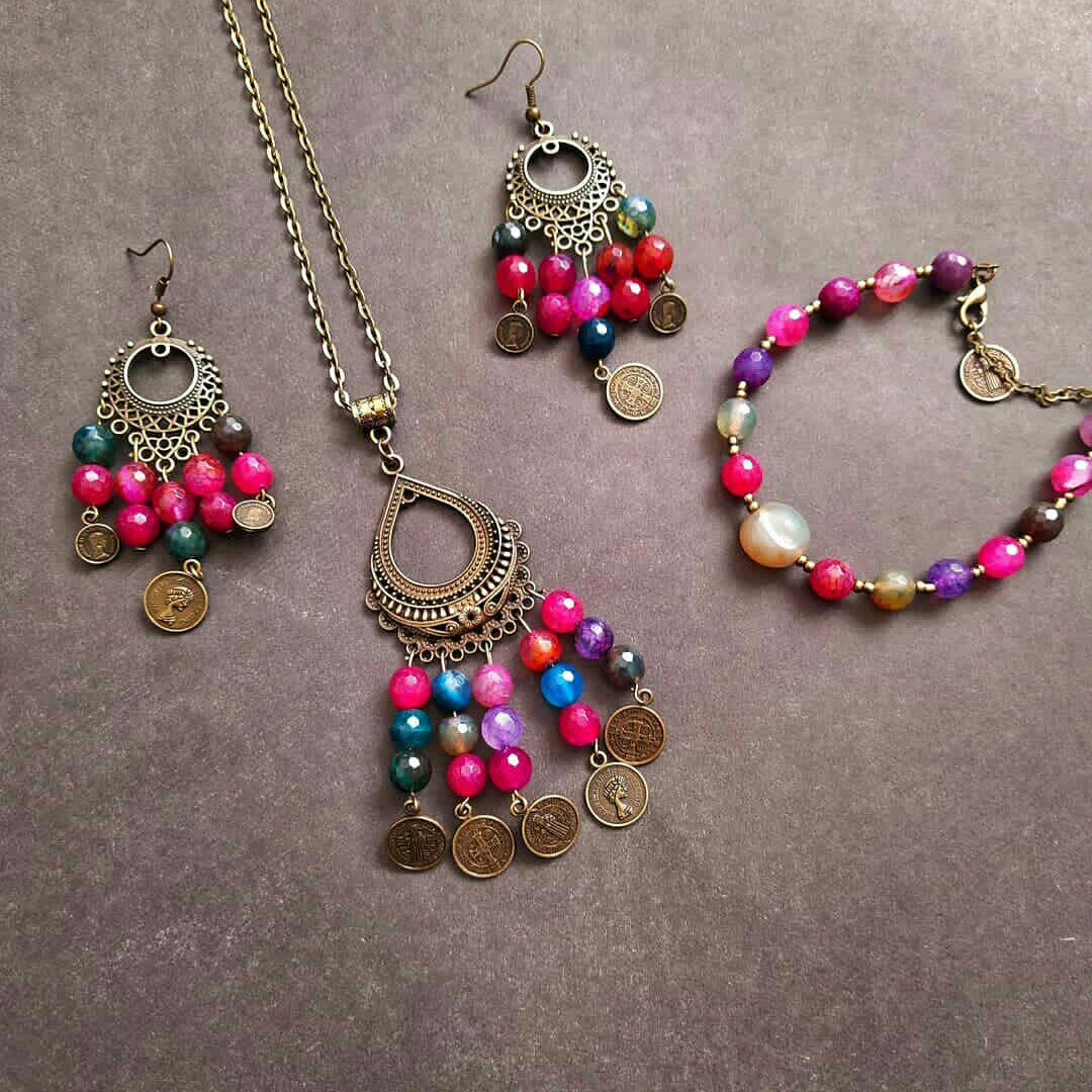 ست 4 تکه زیورآلات سنگ اصل 