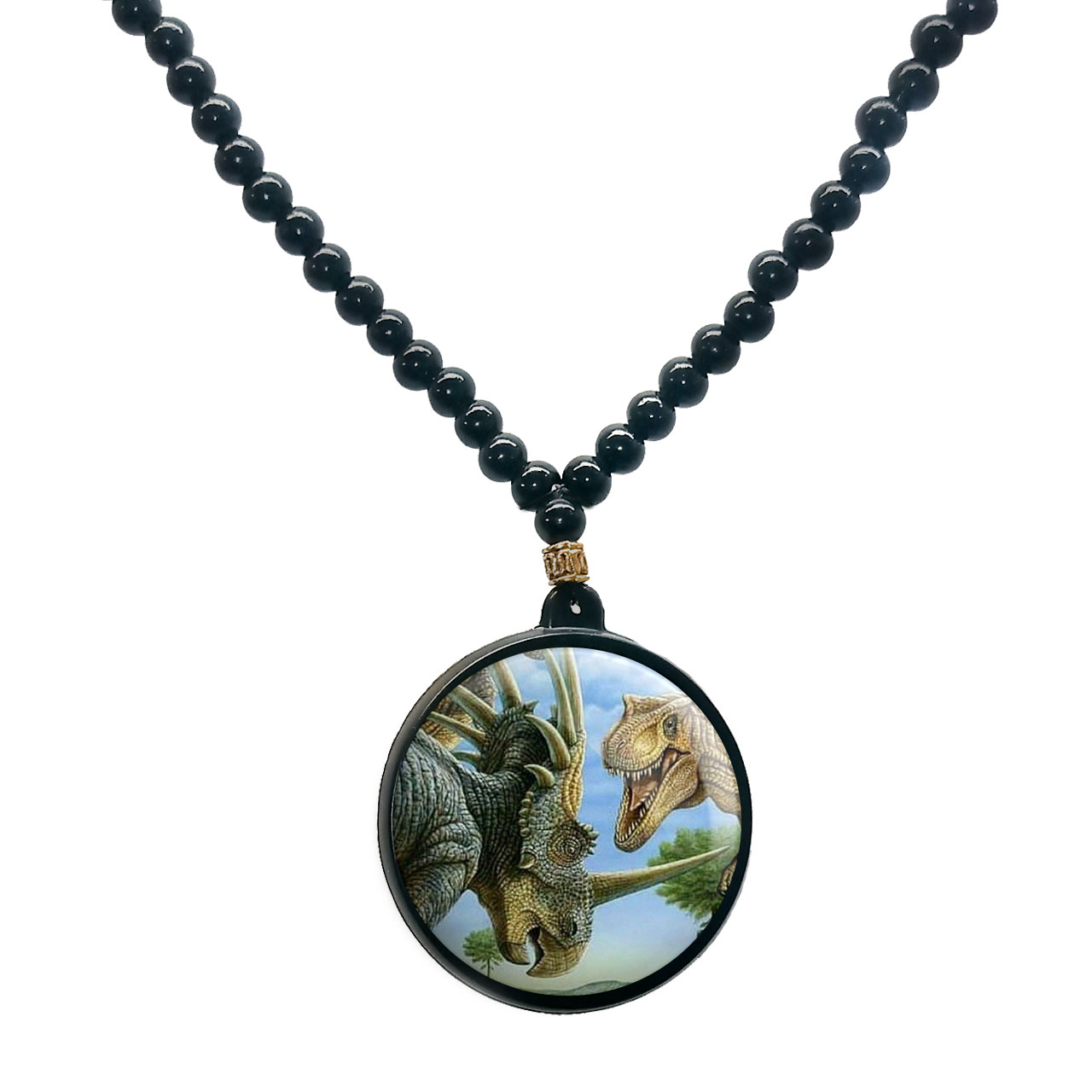 گردنبند پرمانه طرح دایناسور ها کد pmd.23368 مدل دو طرفه