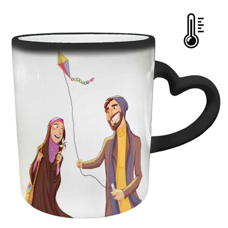 ماگ حرارتی مدل دسته قلبی طرح عاشقانه کد 287