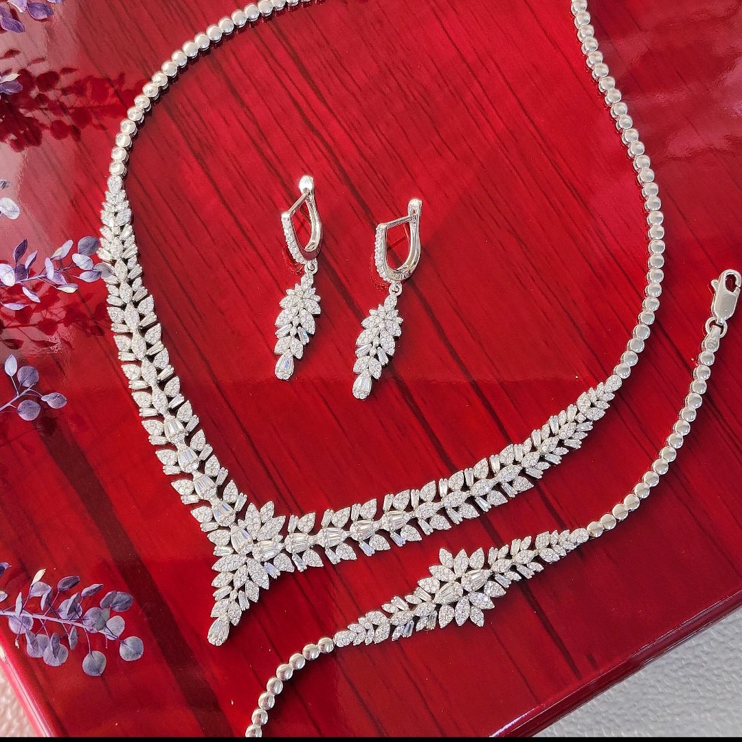 سرویس نقره 925 روکش طلا سفید قالب طلا سفید 