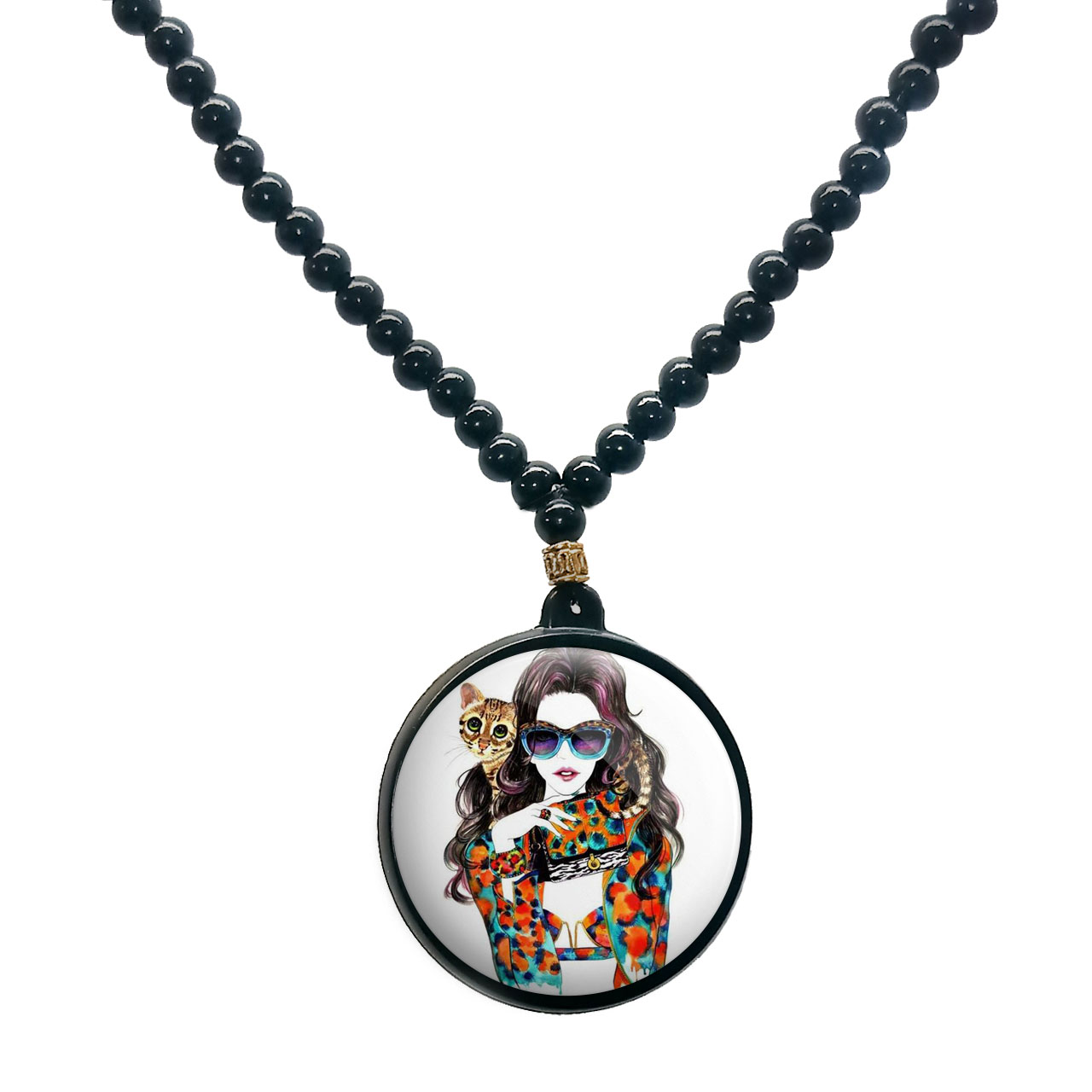 گردنبند پرمانه طرح دخترونه کد pmd.4487 مدل دو طرفه