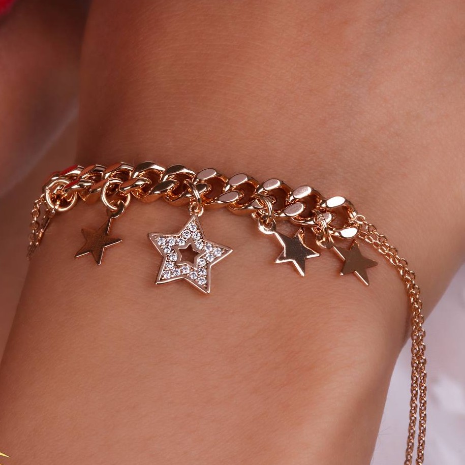 دستبند ژوپینگ ستاره برند ژوپینگ جنس کوپر طول عمر 7 تا 10 سال رنگ ثابت ضد حساسیت قفل اصلی