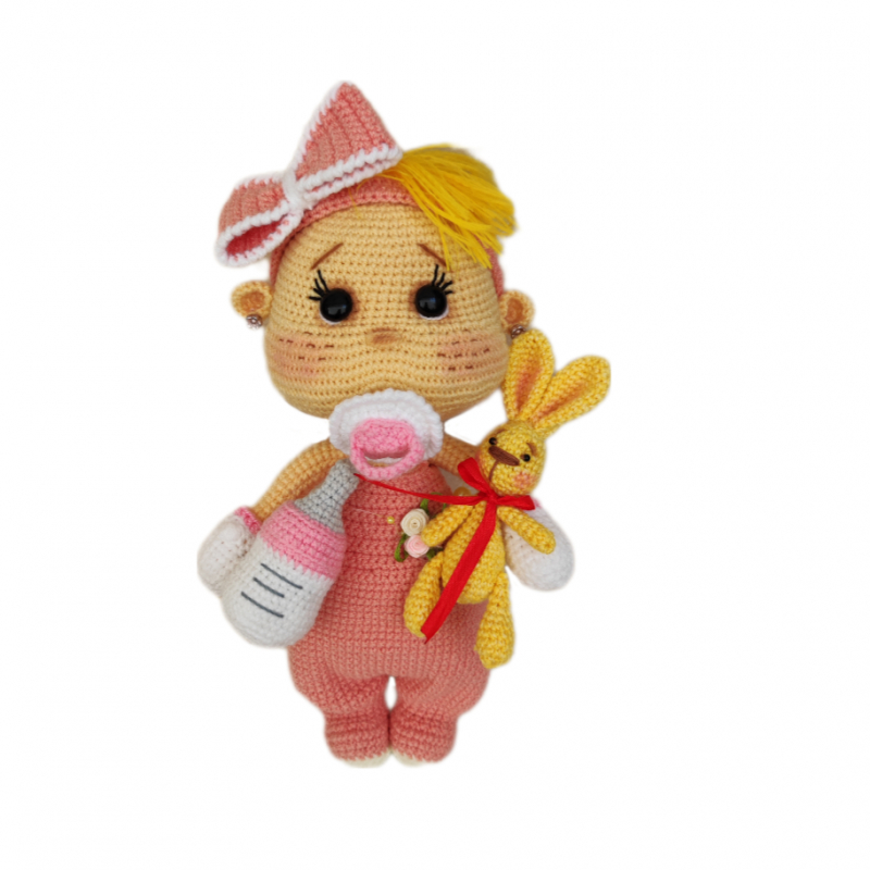 عروسک بافتنی مدل نوزاد دختر مجموعه 4 عددی