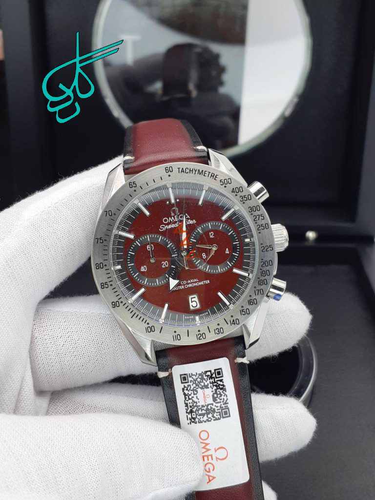خرید ساعت امگا اسپید مستر سه موتور فعال کرنوگراف ساخت کشور ژاپن بند چرمی جیر با کیفیت A    شرکتی بدنه استیل رنگ ثابت کد 1918124 - ردگل