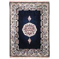 فرش ماشینی زمرد مشهد مدل تاج الماس زمینه سورمه ای