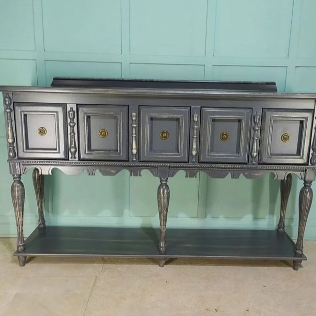 کنسول چوبی کلاسیک طوسی رنگ طول180،عمق40،ارتفاع90