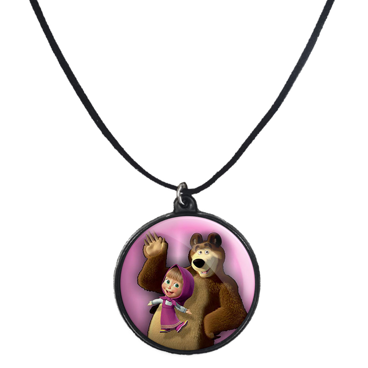 گردنبند پرمانه طرح ماشا ومیشا کد pmb.11824 مدل دو طرفه